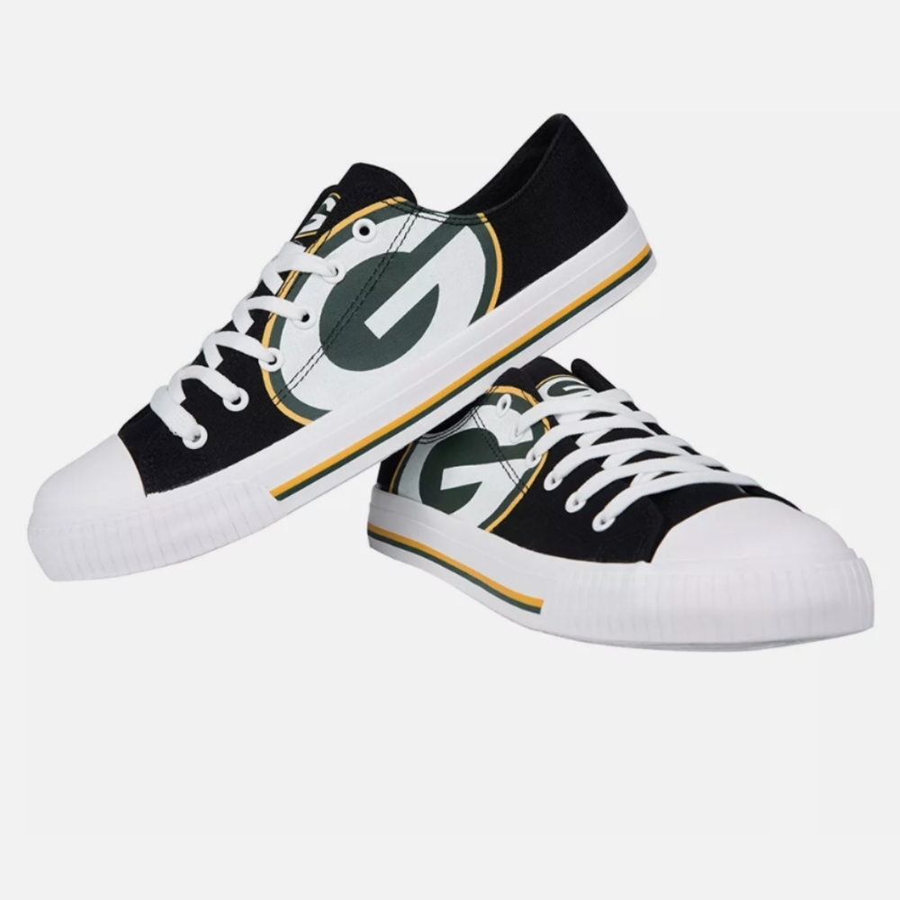 NIB Green Bay Packers Men's Big Logo Low Top Canvas Shoes Sneakers